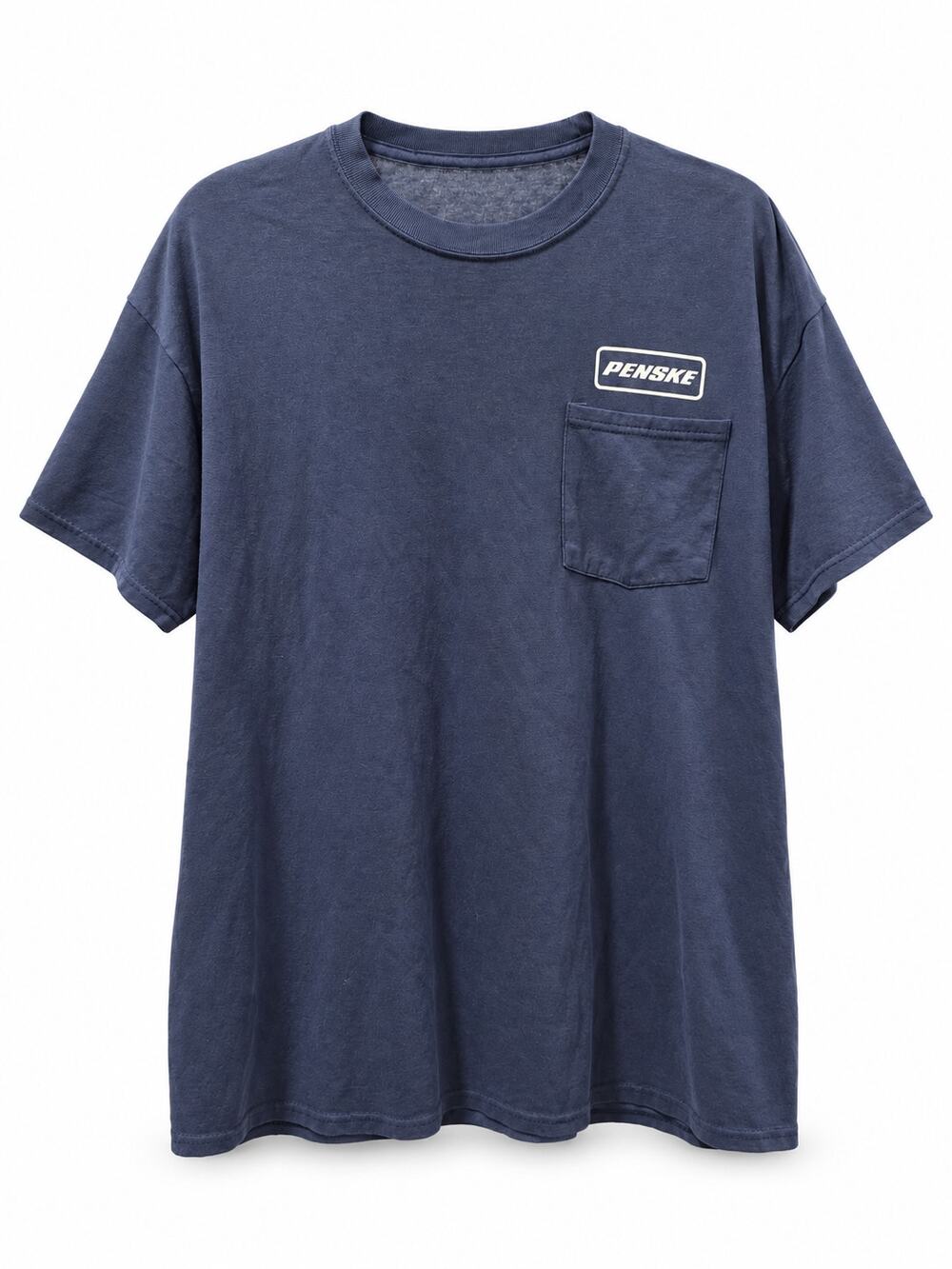 Penske Navy Work Pocket Tee Size XL Uniform Workwear Faded Blue Mens